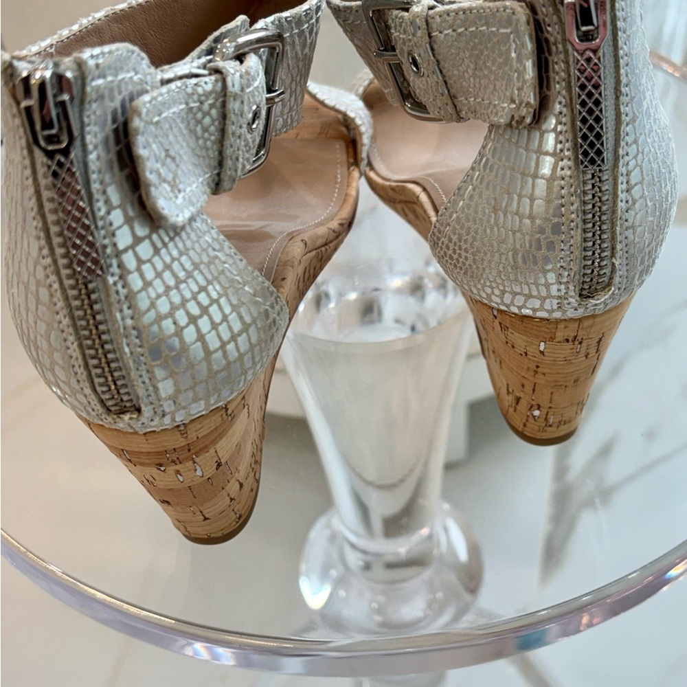Donald J. Pliner Silver Textured Wedges - Picture 2 of 9